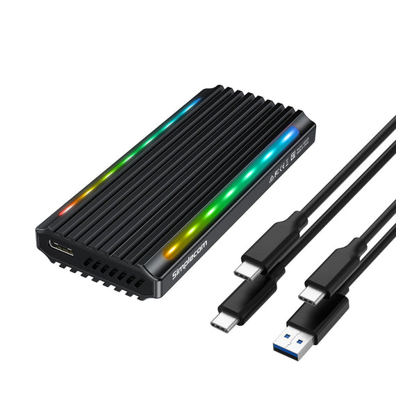 Simplecom SE525 NVMe / SATA M.2 SSD USB-C Enclosure with RGB Light USB 3.2 Gen 2 10Gbps Hard Drives - External HXSI-SE525