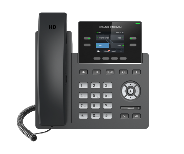 Grandstream GRP2612W 4 Line IP Phone, 2 SIP Accounts, 320x240 Colour Screen, HD Audio, Inbuilt WiFi, Includes PSU VOIP