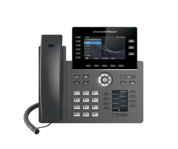 Grandstream GRP2616 6 Line IP Phone, 6 SIP Accounts, 480x272 Colour Screen, HD Audio, Integrated Bluetooth+WiFi, Powerable Via POE