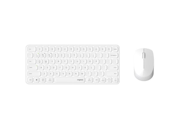 RAPOO X9010M Multi-mode Aluminium Base, Wireless Ultra-slim Combo Set, up to 12 Months Battery, Bluetooth or 2.4Ghz.  Office Business Retail White