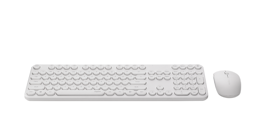 RAPOO X260S Wireless Optical Mouse & Keyboard Black - 2.4G Connection, 10M Range, Spill-Resistant, Retro Style Round Key Cap, 1000DPI - White By order