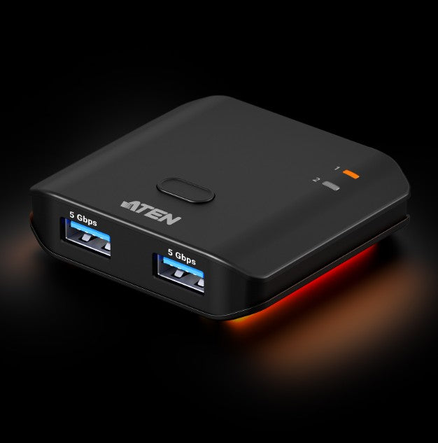 Aten Essential 2x2 USB 3.2 Gen 1 Sharing Switch, Sharing of two USB peripherals at blazing-fast 5 Gbps between two PCs at a