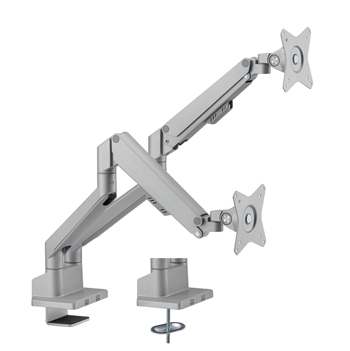 Brateck Dual Monitor Thin Gas Spring Monitor Arm Fit Most 17'-32' Monitors, Up to 9kg per screen VESA 75x75/100x100 Matte