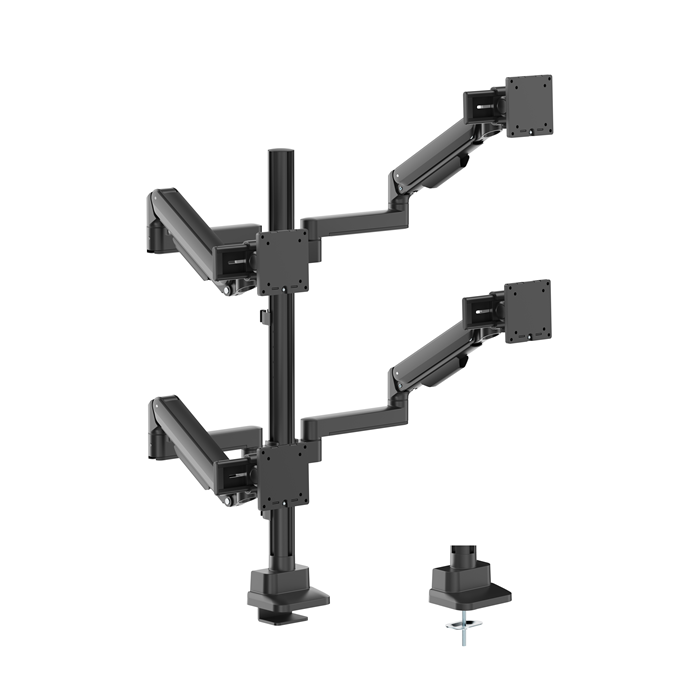 Brateck Modular Mechanical Spring Quad Monitor Arm with Sliders, from 17'-40', weight capacity (per flat screen) 11kg, 180°