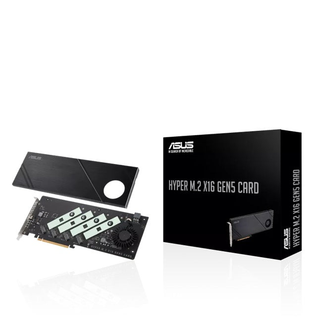 ASUS HYPER M.2 X16 GEN5 CARD (PCIe 5.0/4.0) Supports up to four NVMe M.2 (2242/2260/2280/22110) devices at up to 512 Gbps