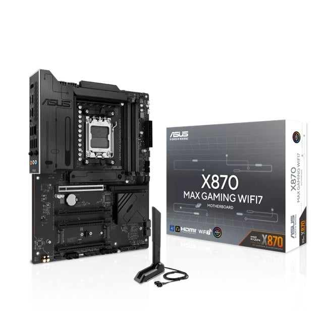ASUS X870 MAX GAMING WIFI7, AM5,X870,4DDR5 256GB,PCIe5.0,M.2x3,WiFi7,BT5.4,2.5GbE,USB4x2,HDMI,ATX,3yr wty Motherboards