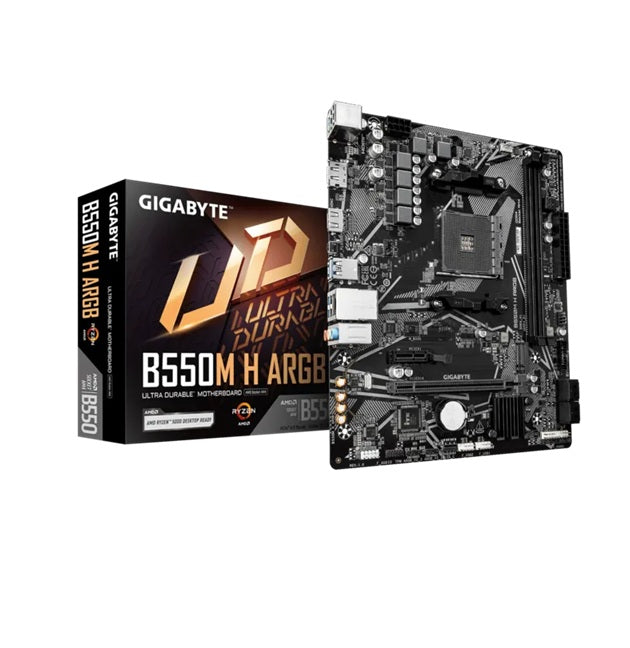 Gigabyte B550M H ARGB Micro-ATX AMD B550 motherboard with AM4 support, PCIe 4.0, DDR4 up to 5100MHz OC, HDMI 2.1, DP 1.4,