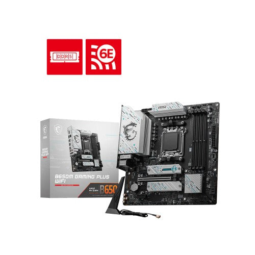 MSI B650M GAMING PLUS WIF AMD AM5 mATX Motherboard, 4x DDR5, 1x PCI-E x16, 2x PCI-E x1, 2x M.2, 4x SATA, 2x USB 3.2, 4x USB
