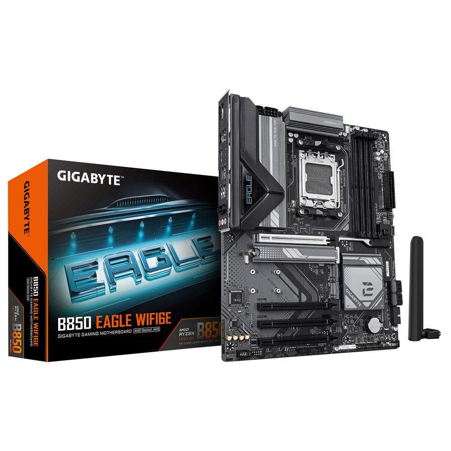 Gigabyte B850 EAGLE WIFI6E 1.0, AMD AM5, 4 x DDR5 up to 256 GB, 1 x HDMI, 4 x PCI Express x16, 3 x M.2, 4 x SATA, 6 x USB