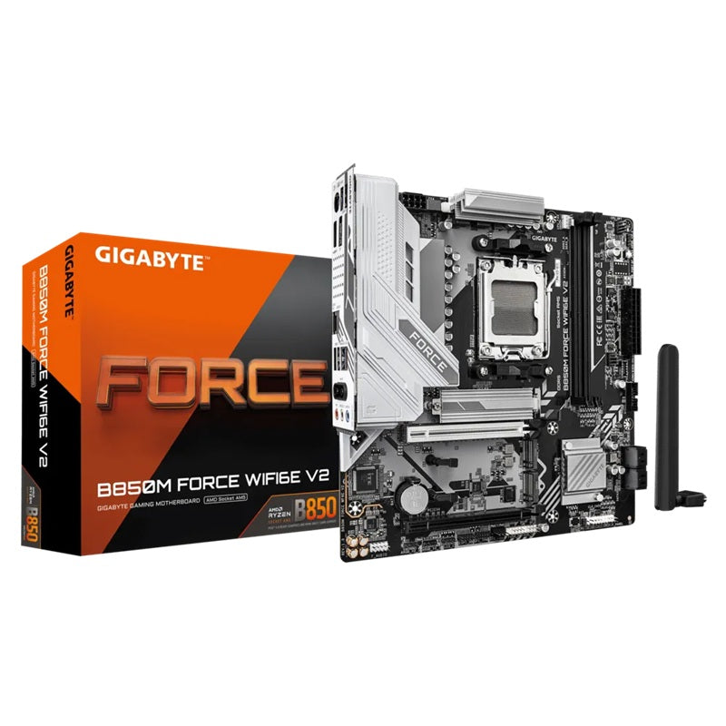 Gigabyte B850M FORCE WIFI6E V2, AMD AM5, 2 x DDR5 up to 128 GB, 1 x HDMI, 2 x PCI Express x16, 3 x M.2, 5x USB 3.2, 6x USB
