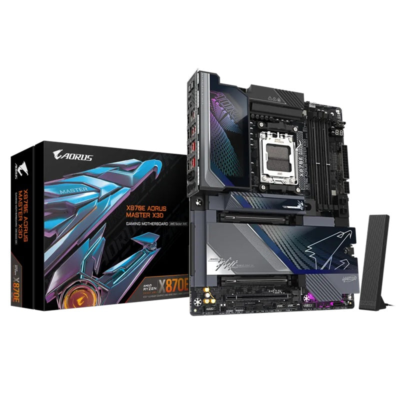Gigabyte X870E AORUS MASTER X3D AM5 DDR5 256GB USB4 Wi-Fi7 BT5.4 10GbE+5GbE PCIe5 M.2 PCIe5/4 HDMI ALC1220 ES9118 ATX