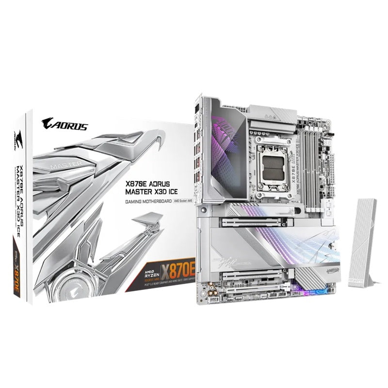 Gigabyte X870E A MASTER X3D ICE: AM5, DDR5 256GB, ALC1220, 10GbE+5GbE LAN, Wi-Fi 7, BT 5.4, Q-Flash, GCC, ATX, Win11, Ryzen