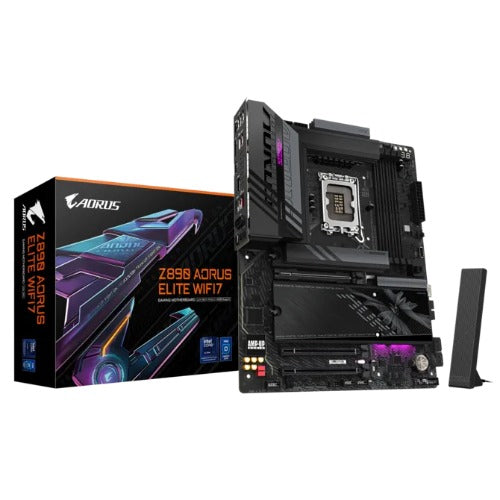 Gigabyte Z890 AORUSELITE WF7 P MB Intel LGA 1851 ATX Motherboard, 4x DDR5 ~256GB, 3x PCI-E x16, 4x M.2, 4x SATA, 5x USB 3.2,