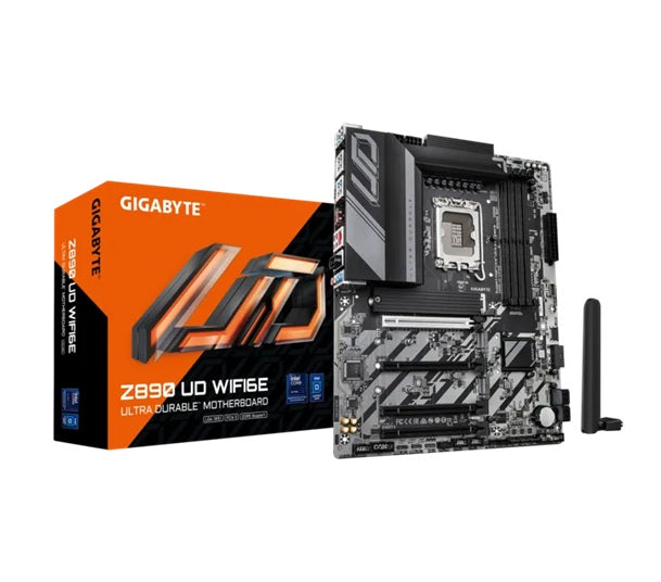Gigabyte Z890 UD WIFI6E Intel LGA 1851 ATX Motherboard, 4x DDR5 ~256GB, 4x PCI-E x16, 3x M.2, 4x SATA, 5x USB 3.2, 1x USB-C,
