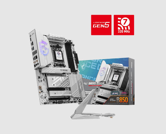 MSI B850 EDGE TI WIFI, AMD B850, 4x DDR5 256GB, 1x HDMI, 3x PCI-E x16 slot, 4x M.2, 8x 4x USB 2.0, Wi-Fi 7