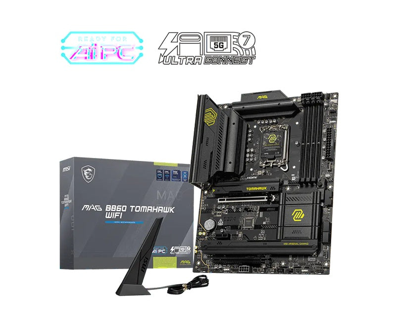 MSI MAG B860 TOMAHAWK WIFI, INTEL B860, 4x DDR5 256GB, 1x HDMI, 2x PCI-E x16 slot, 1x PCI-E x1, 3x M.2, 4x SATA 6G, 8x USB