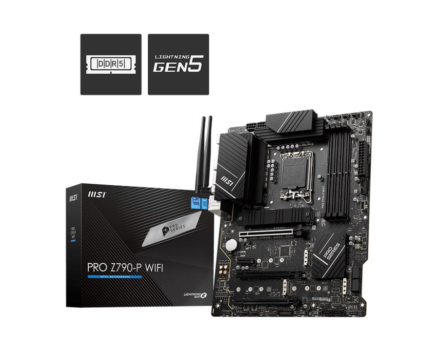 MSI PRO Z790-P WIFI Intel LGA 1700 ATX  Motherboard, 4x DDR5 256GB, 3x PCI-E x 16 slot, 4x M.2, 6x SATA 6G, 4x USB 2.0(Rear), 4x USB2.0(Front)