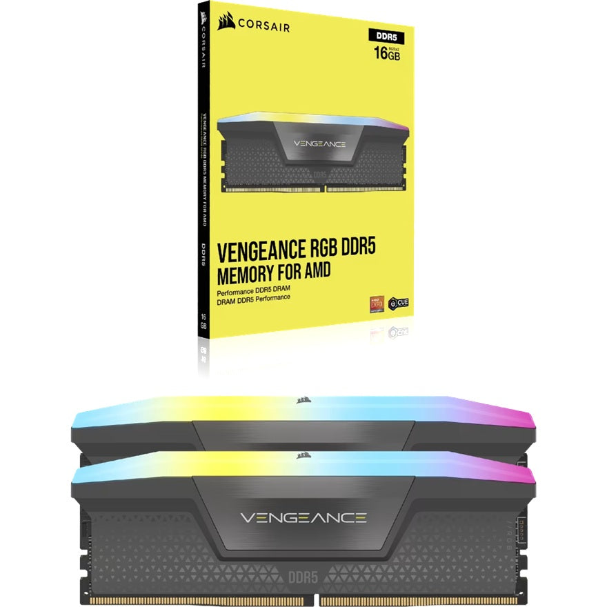 Corsair VENGEANCE RGB 32GB (2x16GB) DDR5 DRAM Up To 6000MT/S CL38 Memory Kit — GREY Memory MECMD5-CMH32GX5M2B6000Z38
