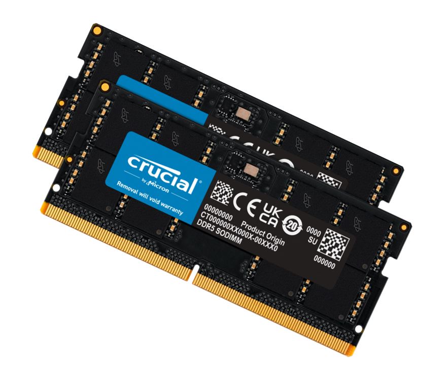 Micron (Crucial) Crucial 16GB (2x8GB) DDR5 SODIMM 4800MHz C40 1.1V Notebook Laptop Memory Memory MECN5-2X8G48C40