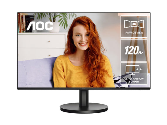 AOC 23.8' IPS 1ms 120hz, Ultra Slim, Speakers, Flicker Free, FHD 1920×1080@100Hz – HDMI, 1920×1080@60Hz – VGA. VESA 100 x 100, Earphone.Office Monitor