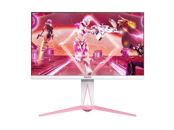 AOC AGON 27' QHD Gaming Monitor – 170Hz QHD IPS, 1ms GtG, 1.07B colors, Delta E<2, HDMI 2.0, DP 1.4, USB hub, pink & white design, height adjustable