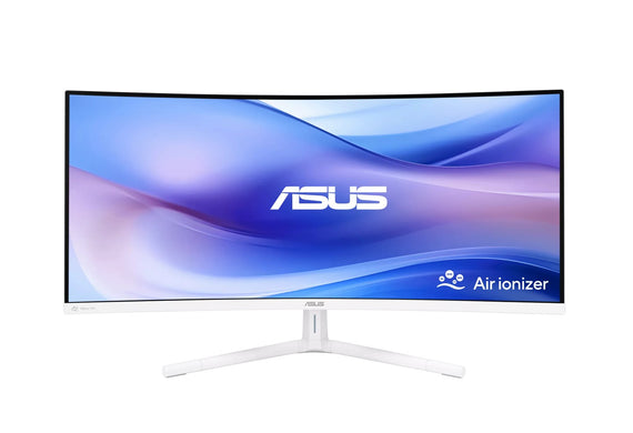 ASUS VU34WCIP-W 34' Eye Care Monitor, WQHD (3440x1440), 1500R Curvature, Frameless, 100Hz, Air Ionizer, SmoothMotion, Eye Care Plus technology, USB-C