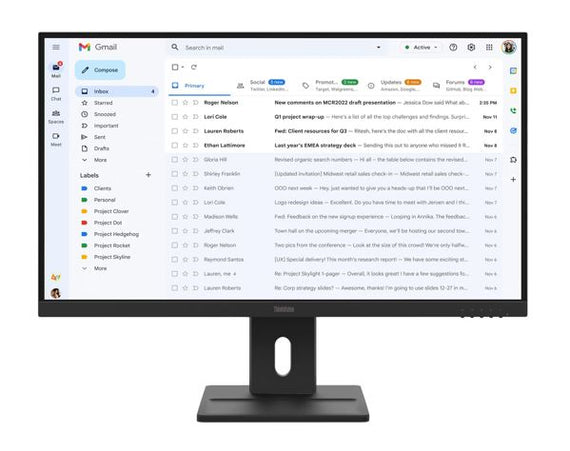 LENOVO ThinkVision E27-40 27' FHD IPS Monitor 1920x1080 16:9 4ms 100Hz Anti-glare Tilt Swivel Pivot Height Adjust VGA DP HDMI VESA 3yr WTY Black