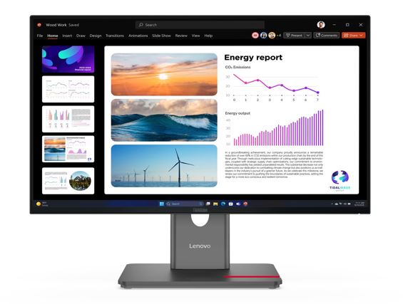 LENOVO ThinkVision T24i-30 23.8'/24' 60Hz QHD Monitor 2K 2560x1440 16:9 Height Adjustable Tilt Swivel Pivot HDMI DP1.4 DP VGA USB Hub VESA 3yr
