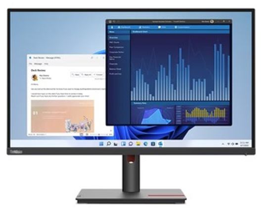 LENOVO ThinkVision T27P-30 27' UHD USB-C Dock Monitor 4K 3840x2160 16:9 Height Adjustable Tilt Swivel Pivot DP HDMI USB-C 3xUSB3.2 Hub VESA 3yr