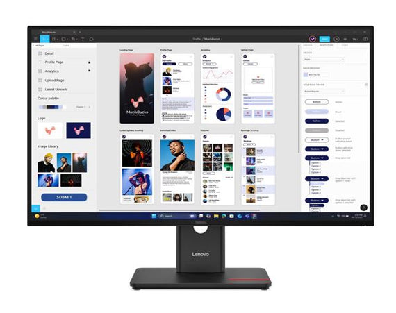 LENOVO ThinkVision T32UD-40 31.5'/32' 60Hz UHD IPS Monitor 3840x2160 16:9 4ms Height Adjustable Tilt Pivot Swivel HDMI DP USB-C hub LAN RJ45 VESA 3yr