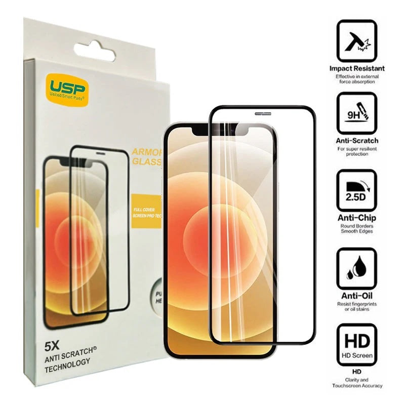 USP Apple iPhone 17e / iPhone 16e / iPhone 14 / iPhone 13 Pro / iPhone 13 (6.1') Armor Glass Full Cover Screen Protector