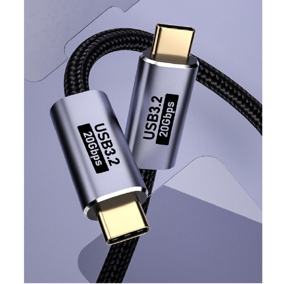 USP BoostUp Cafule Braided USB-C to USB-C (3.2 Gen2) Charge & Video Cable (1M) - Black, 5A/100W PD, 20Gbps, 8K/60Hz, Apple, Samsung, 2 Years Warranty