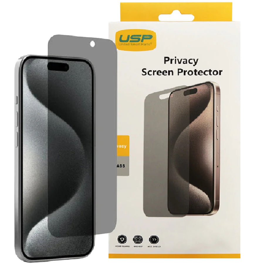 USP Apple iPhone 17 Pro / iPhone 17 / iPhone 16 Pro (6.3') Privacy Tempered Glass Screen Protector - 9H Surface Hardness, 3 Years Warranty