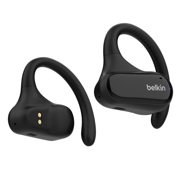 Belkin SoundForm ClearFit Open-Ear Wireless Earbuds - Black (AUC013btBK), Fast Charge, IPX5-Rated, Multipoint Technology, 26