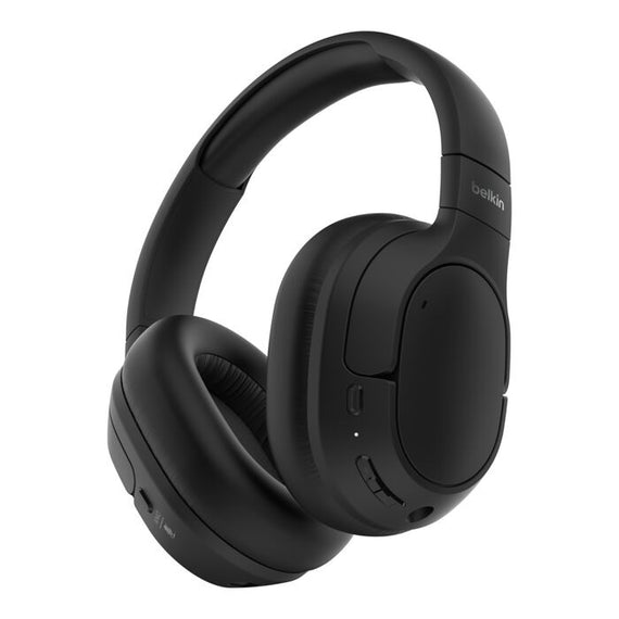 Belkin SoundForm Isolate Noise Cancelling Over-Ear Headphones - Black(AUD008fqBK), 60 hours, Multipoint Technology,