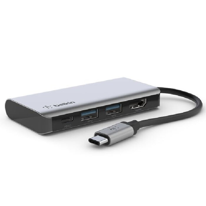Belkin Connect USB-C 4-in-1 Multiport Adapter + USB-C Cable (13CM) - Space Grey(AVC006btSGY), 100W, 5 Gbps, 2xUSB-A,