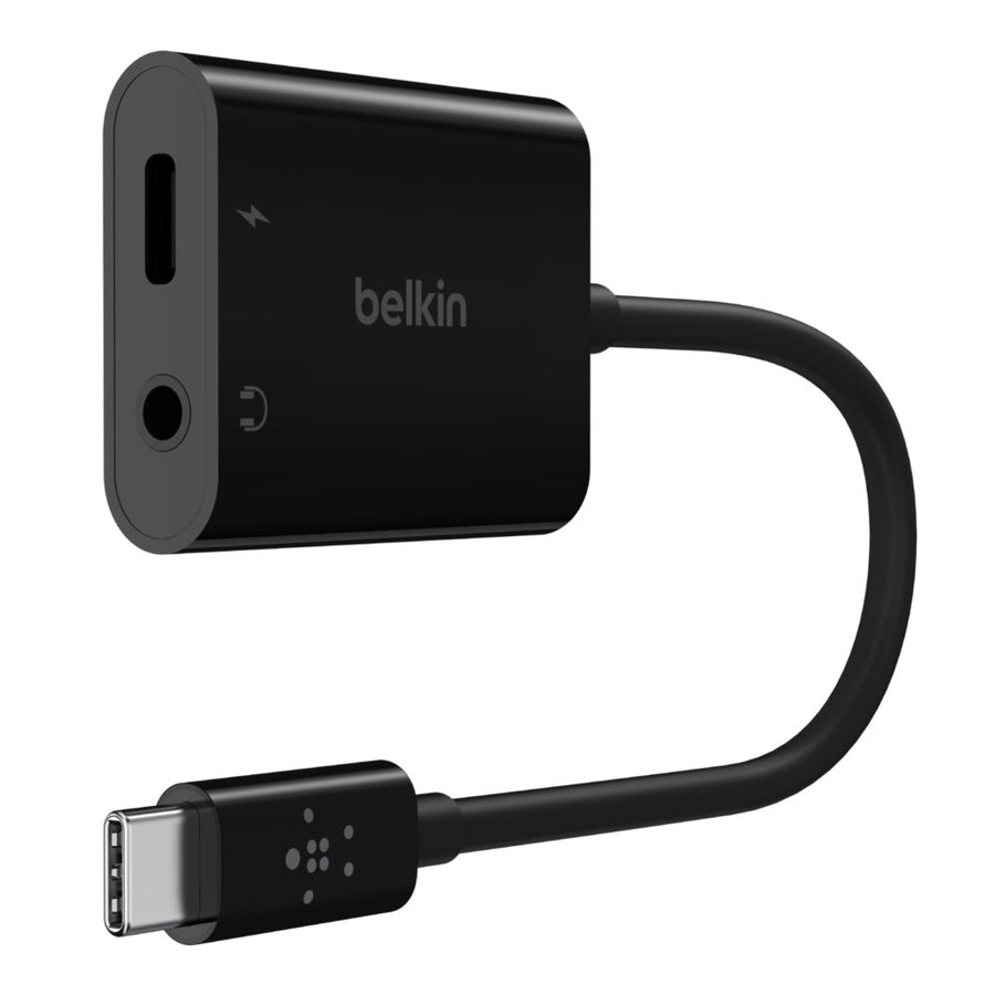 Belkin RockStar 3.5mm Audio + USB-C PD Charge Adapter - Black (NPA004btBK), 60W, Superior Audio, 2-in1 Solution, Apple