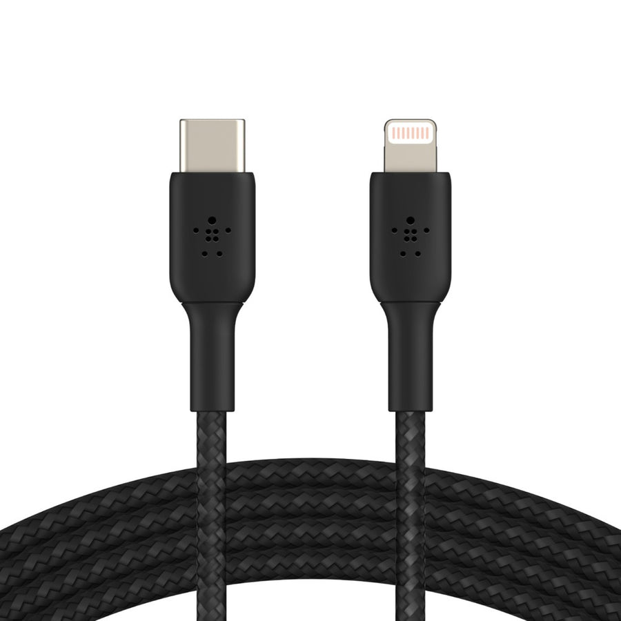 Belkin BoostCharge Braided Lightning to USB-C Cable (2M) - Black(CAA004bt2MBK),3A/18W,480Mbps,30K+ Bends, Apple iPhone,MFI-Certified,2 Years Warranty