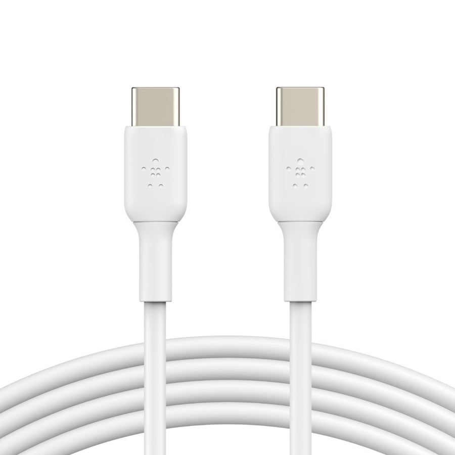 Belkin BoostCharge USB-C to USB-C Cable (2M) - White (CAB003bt2MWH), 3A/60W, 480Mbps, 25K+ Bends, Samsung Galaxy, USB-IF Certified,2 Years Warranty