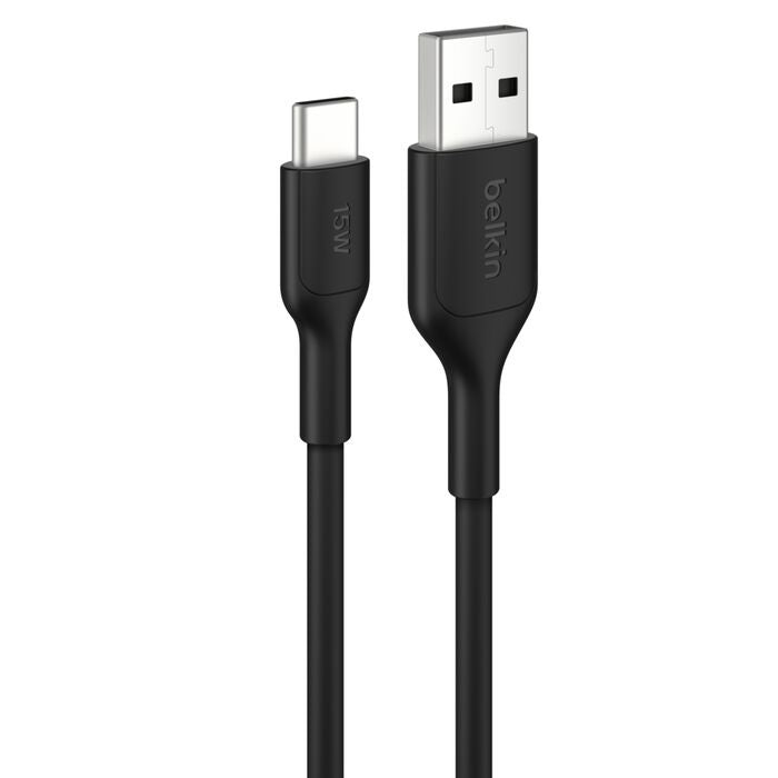 Belkin BoostCharge USB-C to USB-A Cable (0.15M) - Black (CAB021fq0MBK),3A/15W, 480Mbps, 300K+ Bends, Apple, Samsung, USB-IF