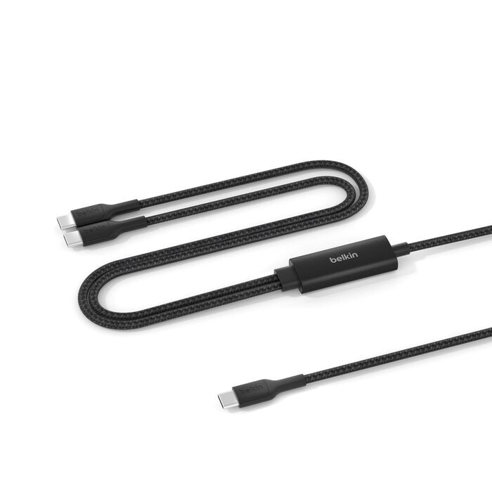 Belkin BoostCharge Pro Braided USB-C to Dual USB-C Cable (1.5M) - Black (CAC004fq1.5MBK), 140W, 480Mbps, 350K+ Bends, Apple,