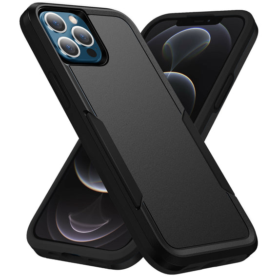 Phonix Apple iPhone 12 Pro Max Armor Light Case Black - Two Tough Layers, Port Covers, No Slip Grippy Edges, Durable, Rugged, 3 Years Warranty