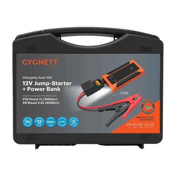 Cygnett ChargeUp Auto 10K mAh Jump-Starter & Power Pack-Orange(CY3577CHAUT),Vehicle Jump Starter Up to V10 Petrol 7L V8