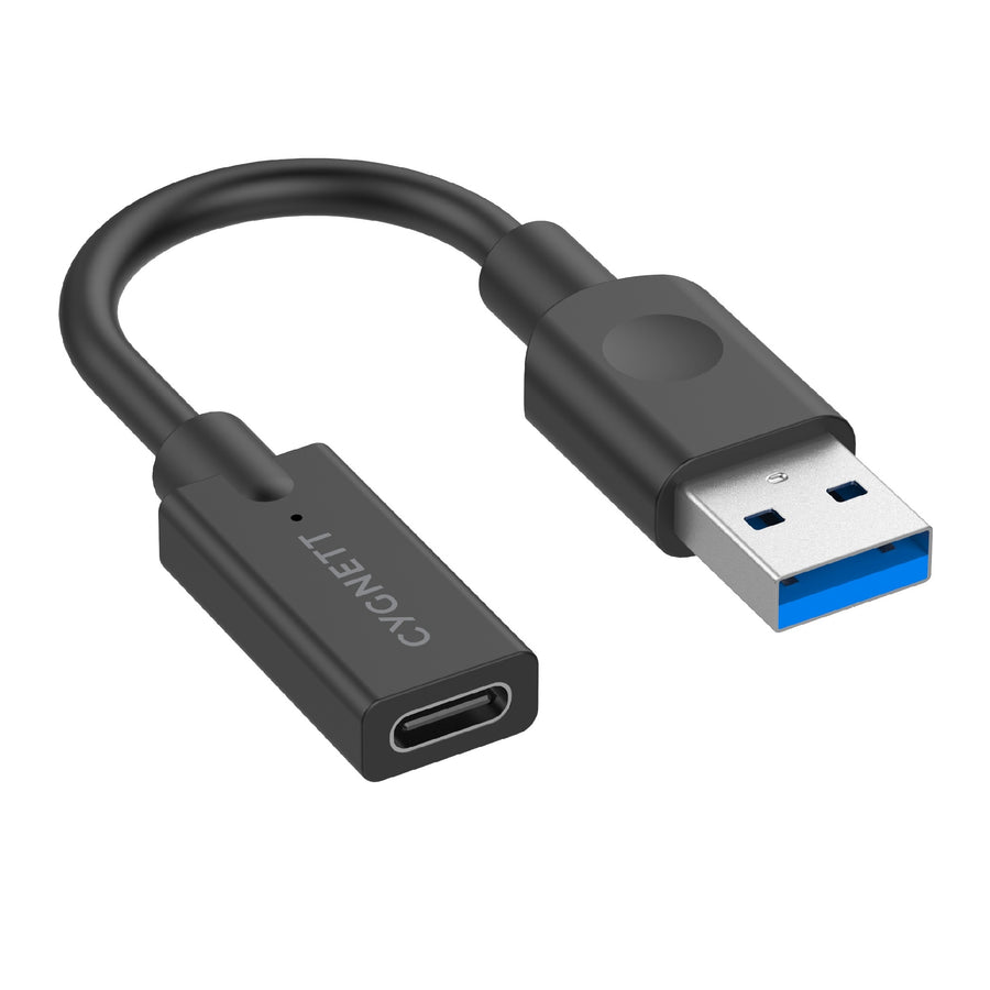 Cygnett Essentials USB-A Male to USB-C Female (10CM) Cable Adapter - Black(CY3321PCUSA),5GBPS Fast Data Transfer,Compact