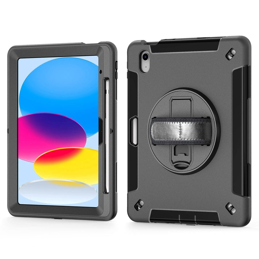 USP Rugged Apple iPad Air (9.7') (2nd/1st Gen) / iPad (9.7') (6th/5th Gen) Case Black - Built-in-Kickstand, Adjustable Hand Strap, 3 Year Warranty