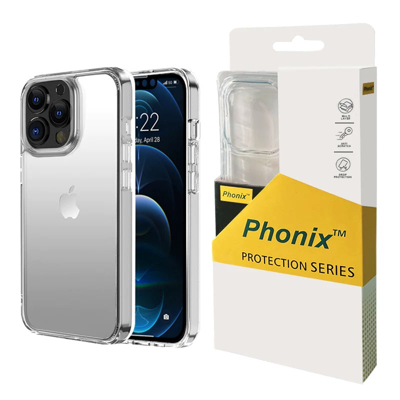 Phonix Apple iPhone 13 Pro Clear Rock Hard Case - Shockproof, Ultra-thin, Lightweight, Non-slip, Crystal Clear, Strong & Durable, 10 Years Warranty
