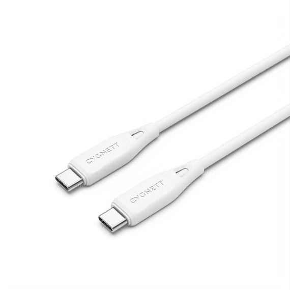 Cygnett Essentials USB-C to USB-C (2.0) Cable (1M) - White (CY4692PCTYC), 3A/60W, 480Mbps, Turbo Charge, Best for Laptop, 2