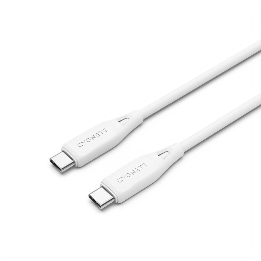 Cygnett Essentials USB-C to USB-C (2.0) Cable (1M) - White (CY4692PCTYC), 3A/60W, 480Mbps, Turbo Charge, Best for Laptop, 2