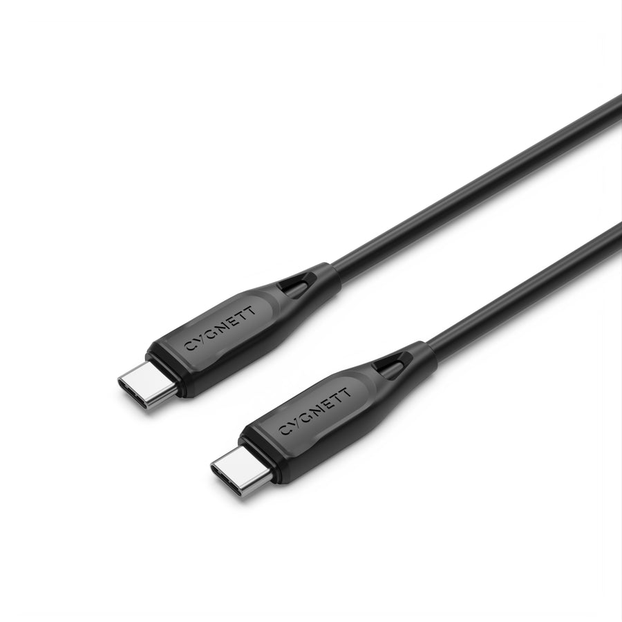 Cygnett Essentials USB-C to USB-C (2.0) Cable (2M) - Black (CY4693PCTYC), 3A/60W, 480Mbps, Turbo Charge, Best for Laptop, 2