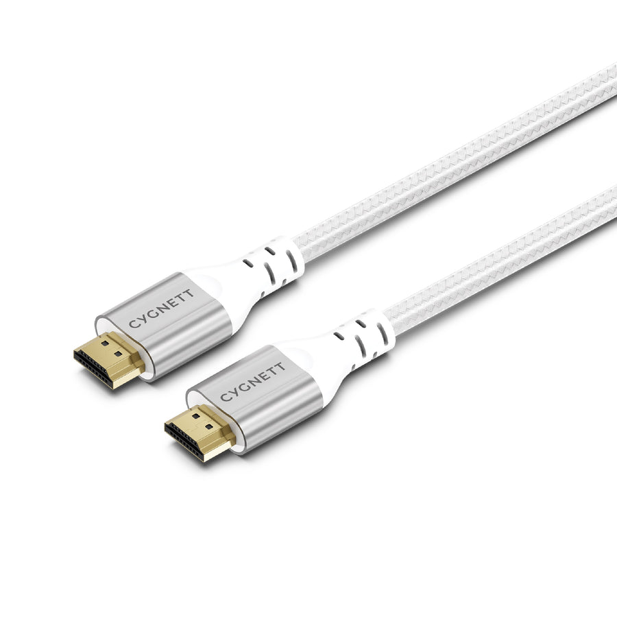Cygnett Unite 8K HDMI to HDMI Cable (1.5M) - White(CY4864CYHDC), Braided, Supports 8k (60Hz) & 4k (120Hz), 48Gbps